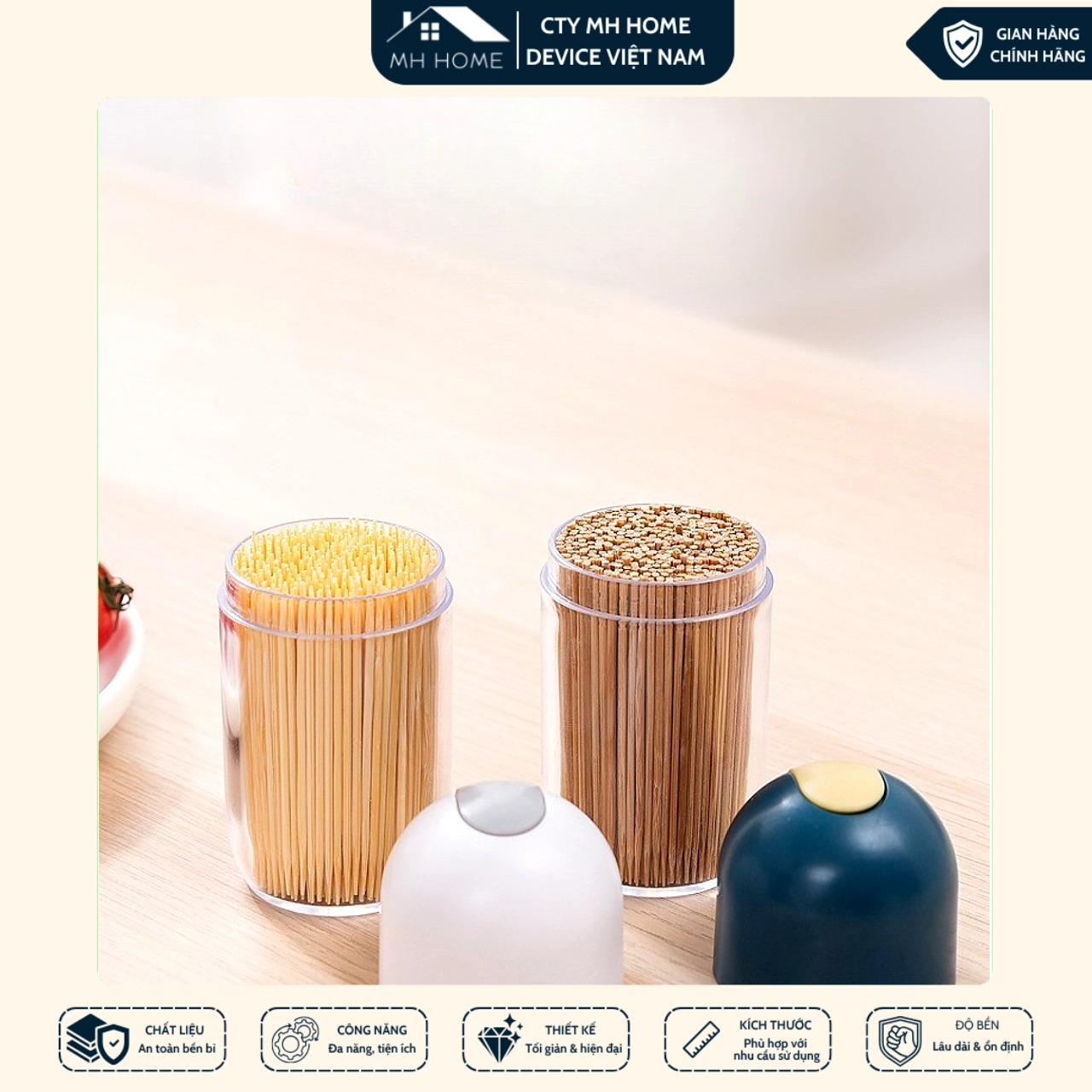 Combo 2 Hộp Đựng Tăm Bằng Nhựa Có Nắp Đậy Đa Màu Nhỏ Gọn Tiện Lợi Dễ Mang Theo | MH Home